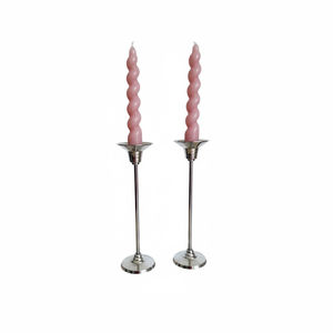 Set Of 2 Elegant Silver Metal <b>Taper</b> <b>Candle</b> Holders Decorative Candlesticks For Home Decoration Wedding And Dining Table Decor - Product Image 1