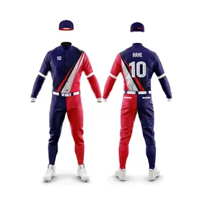 Diseño de uniforme de béisbol personalizado de buena calidad para hombres, uniforme de softbol sublimado de abajo hacia abajo para jóvenes con pantalones - Product Image 1