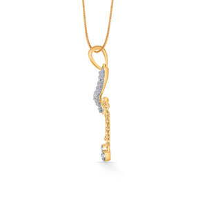 สร้อยคอจี้ทองคำและเพชรคลาสสิกสำหรับผู้หญิง โดย Vrindavan Melody - Product Image 3