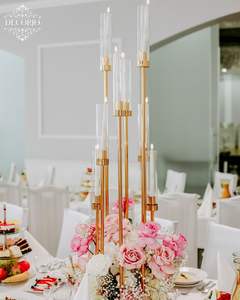 Candelabro de Acrílico Dorado LANJO con 3/5/8 Cabezas, Centro de Mesa para Bodas, Soporte para Velas, Decoración para Fiestas - Product Image 5