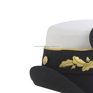 Accessoires d'uniforme de haut rang Casquette d'officier noire en laine avec logo brodé Nouvelle casquette d'officier au design élégant avec logo personnalisé - Product Image 5