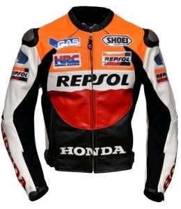 HONDA REPSOL MEN <b>MOTORBIKE</b> LEATHER JACKET RIDER RACING - Product Image 1