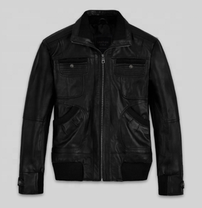 Men's Genuine Leather Jacket With <b>Fur</b> Collar Long Windproof Winter <b>Coat</b> Moto Style Black Thick Faux <b>Fur</b> Lining Single Breasted - Product Image 6