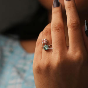 2TCW, lujoso anillo de compromiso de oro macizo de 18 quilates para mujer, diamantes cultivados en laboratorio de corte redondo con certificado IGI, ajuste de dos piedras - Product Image 5