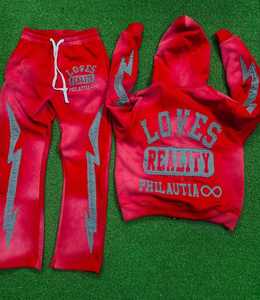 Chándales de algodón de alta calidad personalizados, pantalones de chándal acampanados de felpa francesa y Sudadera con capucha, conjunto de chándal de lavado ácido para hombre - Product Image 2