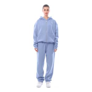 Chándal de gran tamaño para mujer Chic sin esfuerzo, jersey con cremallera y joggers holgados, mezcla de lana acogedora, ajuste relajado, salón deportivo - Product Image 5