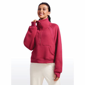 Nouveau sweat-shirt court en molleton personnalisé de haute qualité pour femme avec demi-fermeture éclair, vente en gros, sweat-shirt pour femme avec passe-pouces - Product Image 5