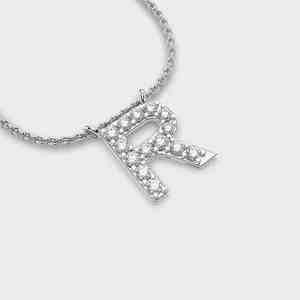 Colgantes de Joyería Fina con Letras Alfabéticas, Colgante de Moissanita R, Plata de Ley, Chapado en Oro de 18K, Estilo Clásico, Unisex - Product Image 3