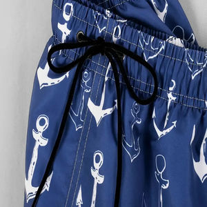 กางเกงขาสั้นลำลองเอวสูงสำหรับผู้ชายผ้าฝ้ายลายพื้นกันยับไม่ยับโลโก้ชายหาดเป็นมิตรต่อสิ่งแวดล้อมเชือกต้นกำเนิดจากเวียดนาม - Product Image 4