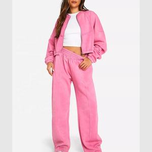 Nueva sudadera de mujer de color y diseño personalizado con pantalones de chándal, conjuntos de 2 piezas, conjunto de joggers de gran tamaño con logotipo personalizado para mujer - Product Image 1