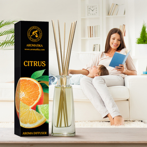 Aromatika Citrus <b>Reed</b> <b>Diffuser</b> 100ml Glass Bottle Fresh Scent Long Lasting Room Fragrance - Product Image 6