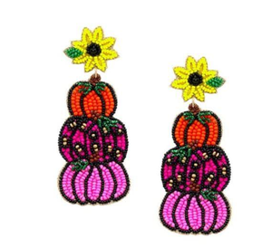 Pendientes de calabaza de Halloween hechos a mano mujeres niñas cuentas de semillas de alta calidad bordado India bodas fiestas por glowin fashion - Product Image 6