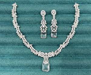 Recién llegado, conjunto de collar brillante de diamantes americanos con pendientes a juego, joyería India para mujeres para todas las funciones y fiestas - Product Image 6
