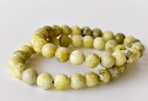 Pure Natural Lemon Color Serpentine 8mm Round <b>Beaded</b> <b>Bracelets</b> Lovers Healing Meditation Jewelry at Best Price - Product Image 2