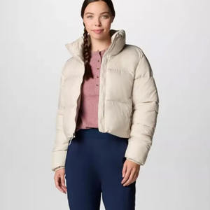 Dernière veste courte douillette personnalisée OEM Dark Stone pour femmes Veste bulle à fermeture éclair complète Veste en duvet d'hiver respirante pour femmes - Product Image 1