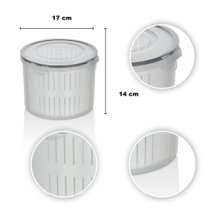 ภาชนะใส่อาหารแบบฉีดขึ้นรูป ขนาด 2500 มล. ผลิตจากพลาสติก PP ปลอดภัยต่อสิ่งแวดล้อม สำหรับใส่ผักดอง/มะกอก พร้อมที่กรอง ป้องกันการรั่วซึม เก็บรักษาอาหารได้ ใช้สำหรับใส่อาหาร เช่น มะกอก พริก ฯลฯ - Product Image 2