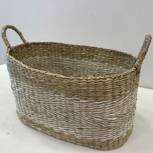 ตะกร้าทรงรีจากหญ้าทะเลอเนกประสงค์ หรูหรา เป็นมิตรกับสิ่งแวดล้อม - Product Image 6