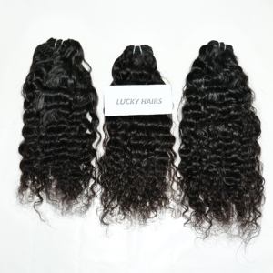 Extensions de cheveux humains indiens à double trame non traités Faisceaux alignés de cuticules vierges brutes Vague profonde Vague lâche Styles de vague d'eau - Product Image 3