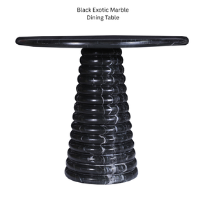 Mesa de comedor redonda de mármol con base escultural acanalada para aplicaciones residenciales y comerciales en casas modernas, villas y hoteles. - Product Image 2