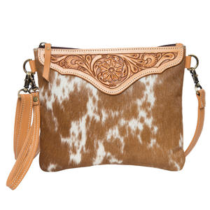 Bolso de hombro de cuero genuino personalizado para mujer, bolso de hombro de cuero de vaca con cremallera externa Natural, conjunto de bolso de hombro de cuero grande - Product Image 1