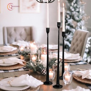 แท่นวางเทียนบนโต๊ะทำด้วยมือสีดำเคลือบด้วยผงเทียนที่ดูไม่เหมือนใครอุปกรณ์ตกแต่งงานแต่งงาน - Product Image 2