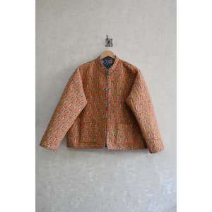 Chaqueta Reversible Hecha a Mano, Acolchada, Ecológica, de Algodón Tejido con Estampado Floral en Bloques, Abrigo de Invierno con Botones, Manga Larga y Cálida - Product Image 1