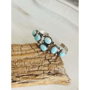 Bobby Johnson Kingman Fashion <b>Cuff</b> <b>Bracelet</b> Turquoise & Sterling <b>Silver</b> Cluster Design - Product Image 3