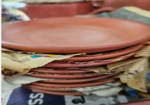 Handmade Natural Clay Terracotta Biodegradable Eco-Friendly 6 Inch Lightweight Plate for Snacks Fruit Cake Dessert India - Product Image 4