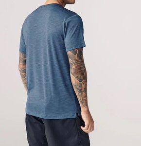 Camiseta de entrenamiento para hombre, camiseta de entrenamiento transpirable diseñada para movimiento, cuello redondo, manga corta, ropa de verano, uso de algodón/poliéster - Product Image 2