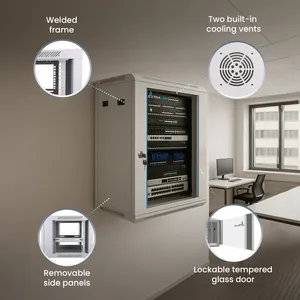 Extralink 12U 600x600 AZH Gris Rackmount Cabinet Mural Swing Type Métal Verre en Stock - Product Image 5