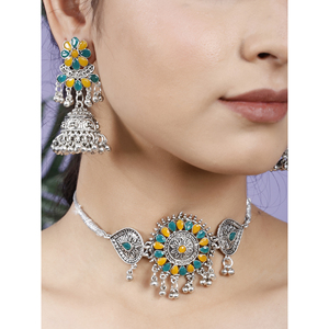 GS Party <b>Choker</b> with Yellow Green Flower Round Design - Product Image 4