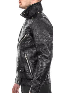 Veste en cuir de vachette de luxe tendance pour hommes, veste de moto en cuir de vachette, veste d'hiver pour motard, veste d'hiver pour motard en gros - Product Image 6