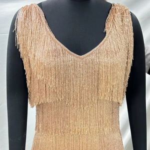 Floral Perlé Frange Agrémentée Robe De Soirée Princesse-Style Chaud Et Sexy Pour Les Mariages Fêtes Proms-Or Rose - Product Image 1