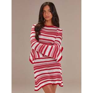 Vestido casual de punto a rayas con cuello barco para mujer - Product Image 6