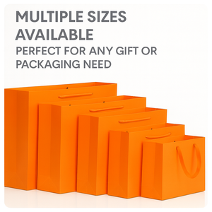 Tas Belanja Kertas Oranye dengan Pegangan Pita Sutra Cetak Logo Kustom Ramah Lingkungan Mewah untuk Butik Pakaian Hadiah - Product Image 2