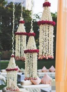 Candelabro Jhoomer de lujo con guirnalda de nardo y rosas pequeñas estilo Simple Artificial para techo balcón decoración de jardín - Product Image 3