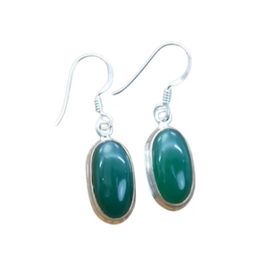 Boucles d'oreilles pendantes en argent sterling 925 avec onyx vert Style Boho Bijoux faits à la main en plaqué or pour femmes Cadeau de fête et de mariage - Product Image 1
