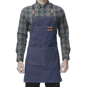 Nuevo diseño de lona gruesa resistente, antisuciedad, personalizado, con espalda cruzada, delantal de peluquero, delantales de lona de dos tonos con bolsillos multifunción - Product Image 5