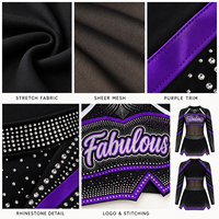Uniforme de cheerleading sur mesure OEM, une pièce, en spandex haute élasticité, avec strass, justaucorps de cheerleading