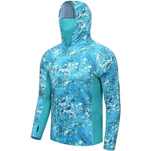 Camisa de Pesca Personalizada para Hombre, 100% Poliéster, Impresión por Transferencia de Calor, Transpirable, Anti-UV, Secado Rápido, con Capucha y Máscara, Nuevo Diseño - Product Image 5