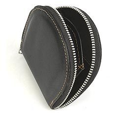 Round Shape Genuine <b>Leather</b> Coin <b>Purse</b> with Zipper Closure in <b>Red</b> Color - Product Image 4