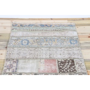 Tapis de couloir turc 2,8x13,8 pieds, tapis vintage, tapis floral marron patchwork - Product Image 4