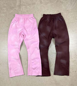 OEM Manufacturer Double Waisted Sun Faded <b>Baggy</b> Stacked <b>Pants</b> Sweat Suit Custom Rhinestone Flare Sweatpants and Hoodie Sets - Product Image 6