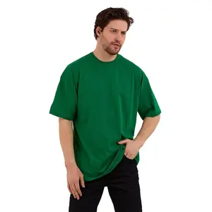 T-shirt décontracté de couleur verte surdimensionnée pour hommes Vente en gros de qualité supérieure fabriqué en Turquie S-M-L-XL-2XL