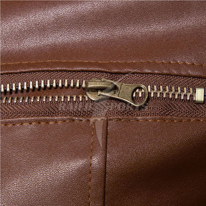 High Quality Men's <b>Long</b> Sleeve <b>Leather</b> <b>Jacket</b> with Front Logo Vintage Design Stand Collar for Winter-Best Price - Product Image 5