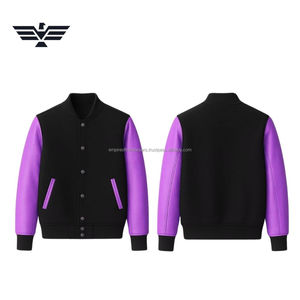 Veste bomber de baseball varsity pour homme avec combinaison de couleurs personnalisée |   Col montant enduit pour l'hiver - Product Image 4