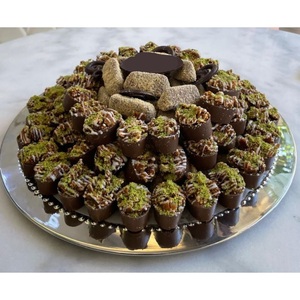 ทำจากถาดช็อคโกแลตโลหะสีทองพร้อมด้ามจับใบแปะก๊วยถาดนำเสนอช็อคโกแลตสำหรับงานปาร์ตี้หรืองานอื่นๆ - Product Image 6