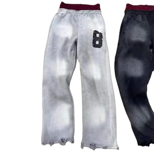 Haute qualité personnalisé Flare acide lavage soleil délavé Double en détresse Double taille éponge jambe droite survêtement pantalon Style décontracté - Product Image 4