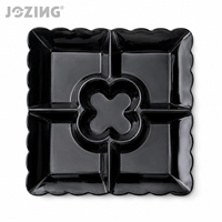 Assiette de service en porcelaine JOZING à 5 compartiments, noire et blanche, à bords festonnés, pour les dîners de fête