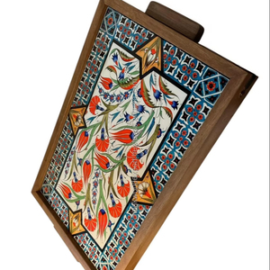 Bandeja de Madera Artesanal con Estampado y Acabado Brillante para Hoteles y Uso Doméstico a Precio de Mayoreo desde India - Product Image 1